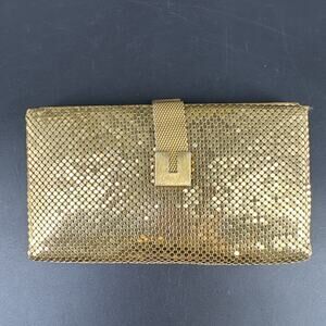 Vtg Whiting & Davis Mesh Wallet Coin Purse Card Holder Gold Tone Rare USA MCM
